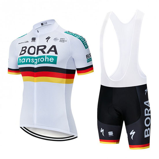 2019 Maillot Bora Campione Belgica Tirantes Mangas Cortas Blanco